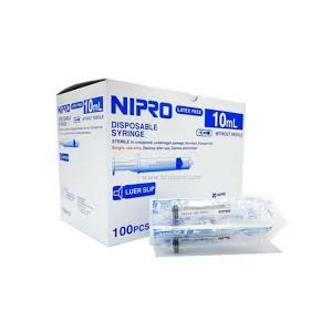 SYRINGE DISPOSABLE(NIPRO) 100x10ml.ไม่มีเข็ม